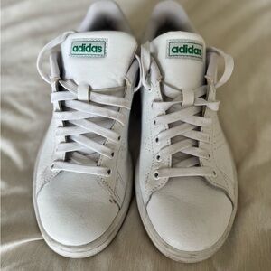 adidas White Leather Sneakers with Green Logo Patch